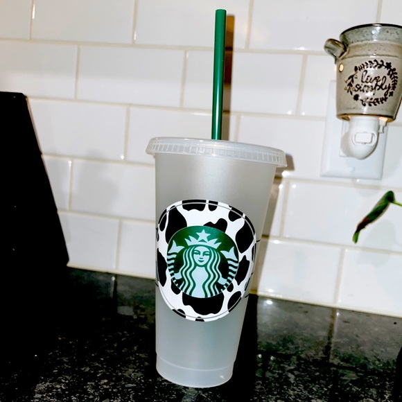 Cow print reusable cold cup